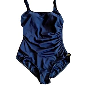 Reebok Silver Lining Navy Blue One-piece U Back Swimsuit Bathing Lap Suit 18 NWT